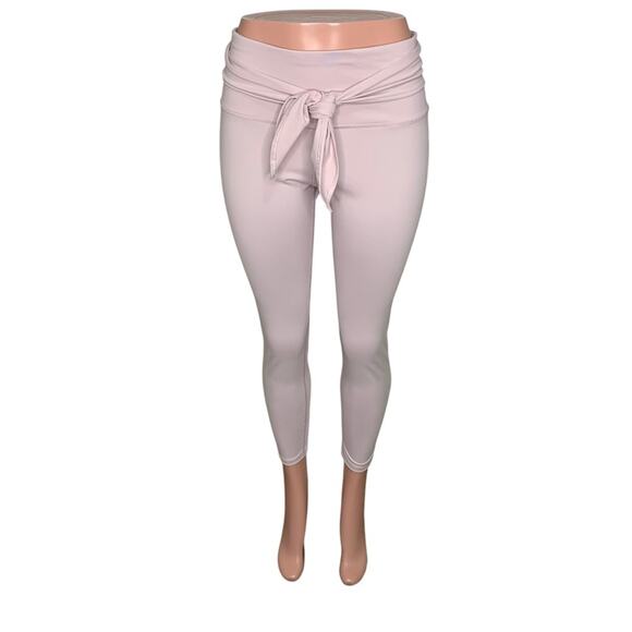 Apana Leggings Front Tie Waist Nude Dusty Rose No Pockets Size L - Picture 1 of 11
